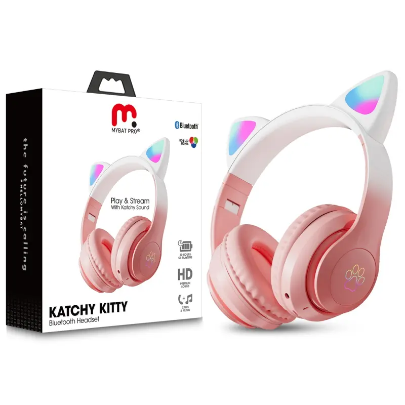 MyBat Pro Katchy Kitty Children's Wireless Bluetooth Headphones - Cute Cat Ear Design, Audio & Video Compatible, Headset & Headphones Accessories