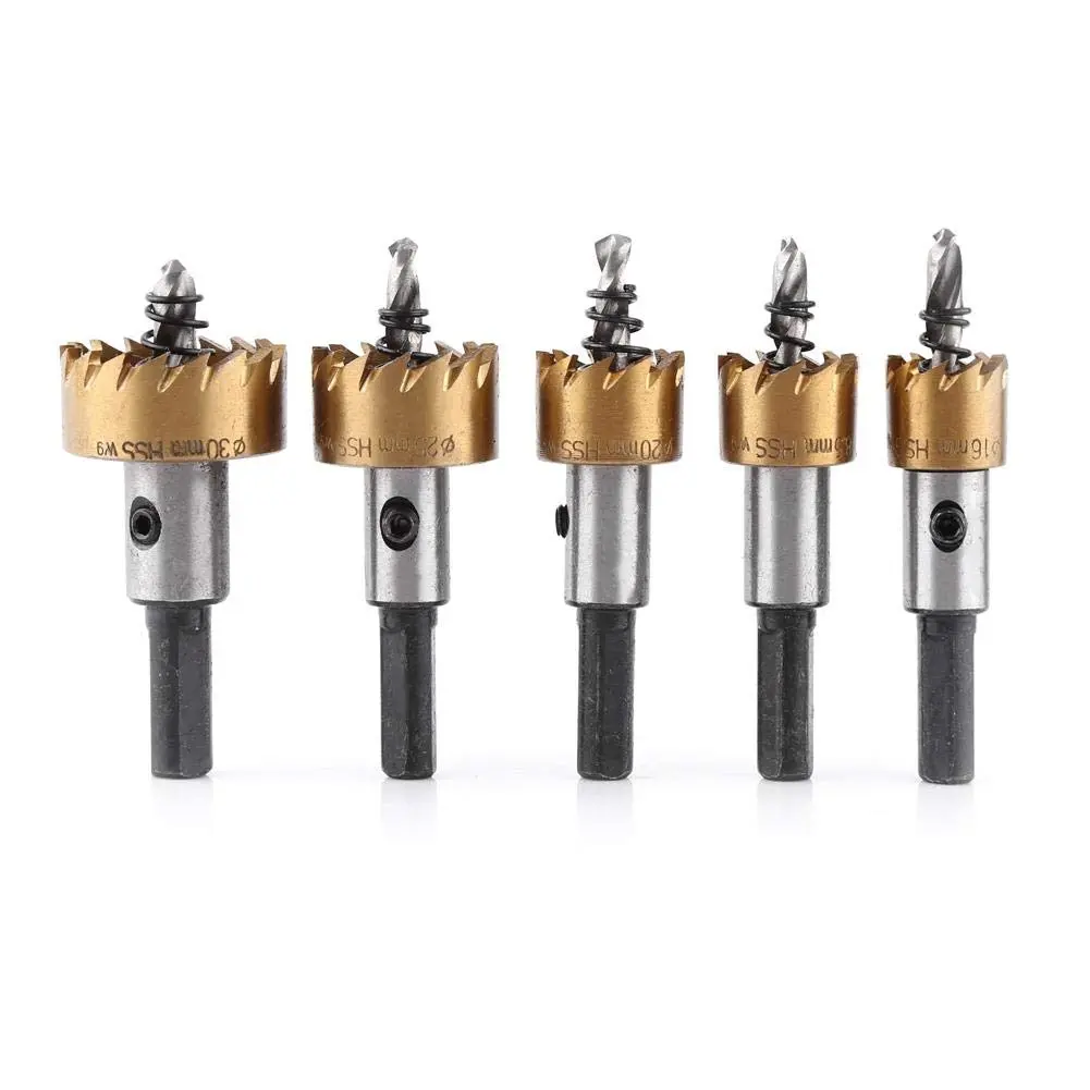 5pcs HSS High Speed Steel Hole Saw Tooth Cutter Drill Bit Set Stainless Metal Alloy Metalworking Cutter Tool Kits for Aluminum Steel Wood 16/18.5/20/25/30mm#summerfinds