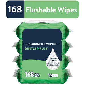 Flushable Wet Wipes - 4 Flip-Top Packs, Ideal for Napkin Use, 4 Cups of Wipes