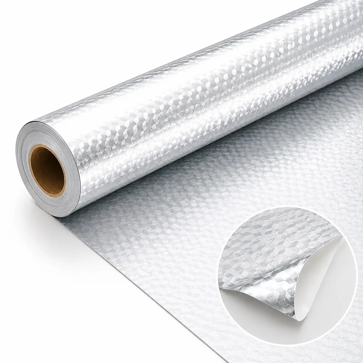 Self-Adhesive Aluminum Foil Kitchen Backsplash Wallpaper, 15.7x118in Oil-Proof, Waterproof, Heat-Resistant Easy-Clean Peel-and-Stick Silver Contact Paper for Home Decor, Countertops
