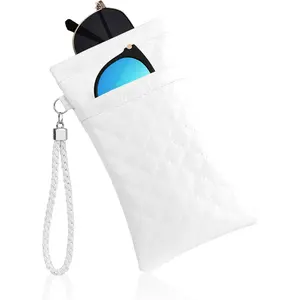 Double Eyeglass Case Glasses Case Soft with Carrying Strap Leather Eyeglasses Pouch Sunglasses Case For Women Men