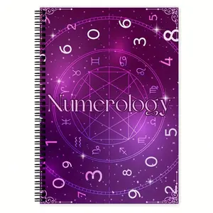 Numerology & Astrology Symbol Notebook, Vintage Manual with Zodiac Signs, Tarot Cards & Crystals, Beginner's Guide, Cover with Gold Accents