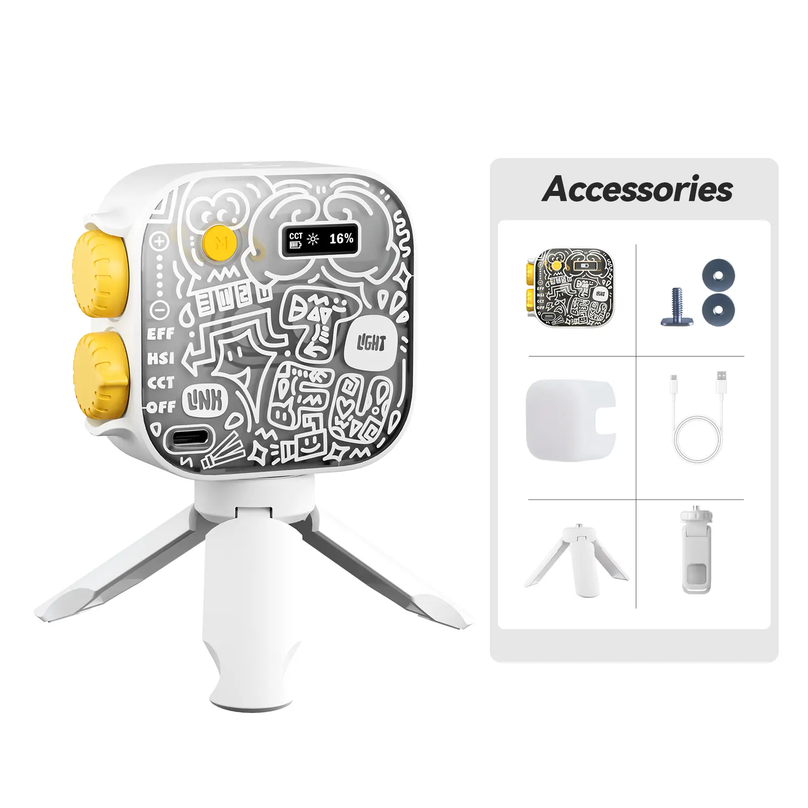 PHOTOOLEX TOFU Graffiti RGB LED Fill Light - Portable Adjustable Photographic Light with 21 Dynamic Effects, 95+ CRI, 25-100% Brightness, Magnetic Attraction for Vlogging Equipment, Filming Setup, Gifting