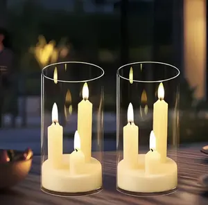 2-Pack Multicolor Flame-Free Candles Creative Ambiance Romantic Candles LED Realistic Electronic Candles Night Light Decorative Pieces Perfect for All Home Decor Valentine's Day, Christmas Gifts Wedding & Proposal Decorations