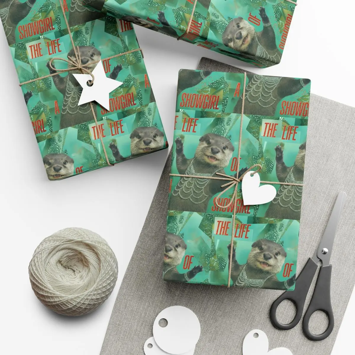 Wrapping Paper Otter, Festival Holiday Gift Wrap, Funny Meme Christmas Music Album Cover Wrapping, Xmas Gift Wrap Paper for Fan Family Friends, Wrapping Paper trend
