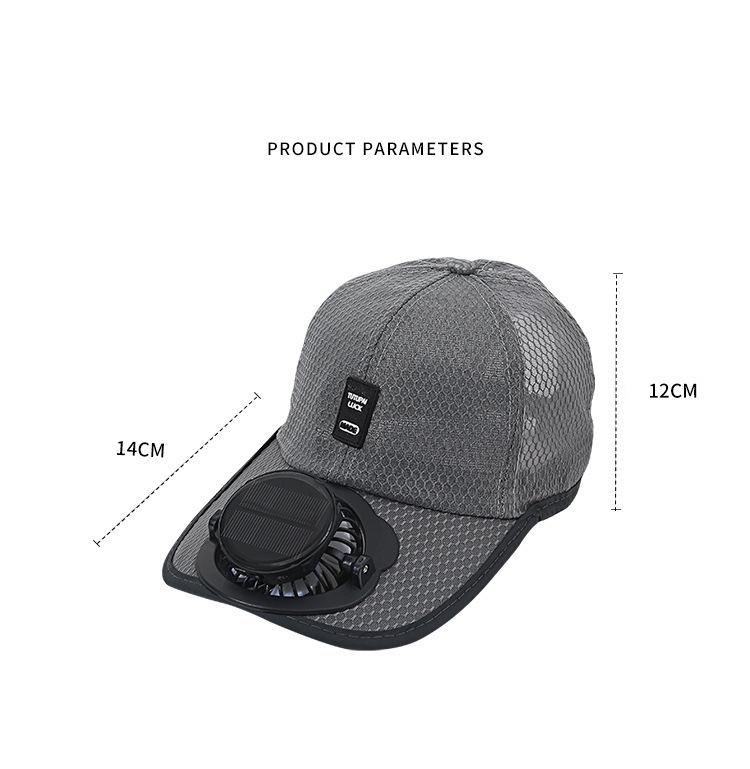 Solar Fan Cooling Cap Breathable Mesh Summer Sun Hat Unisex Outdoor UV Protection Baseball Caps