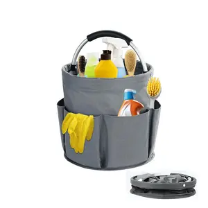 17L Cleaning Caddy with Handle, Cleaning Supplies Organizer, Multifunctional Organizer, Foldable Storage Basket, Cleaning Supply Caddy, Portable Multi Cleaning Bucket Bag for Home, Garden, Bathroom