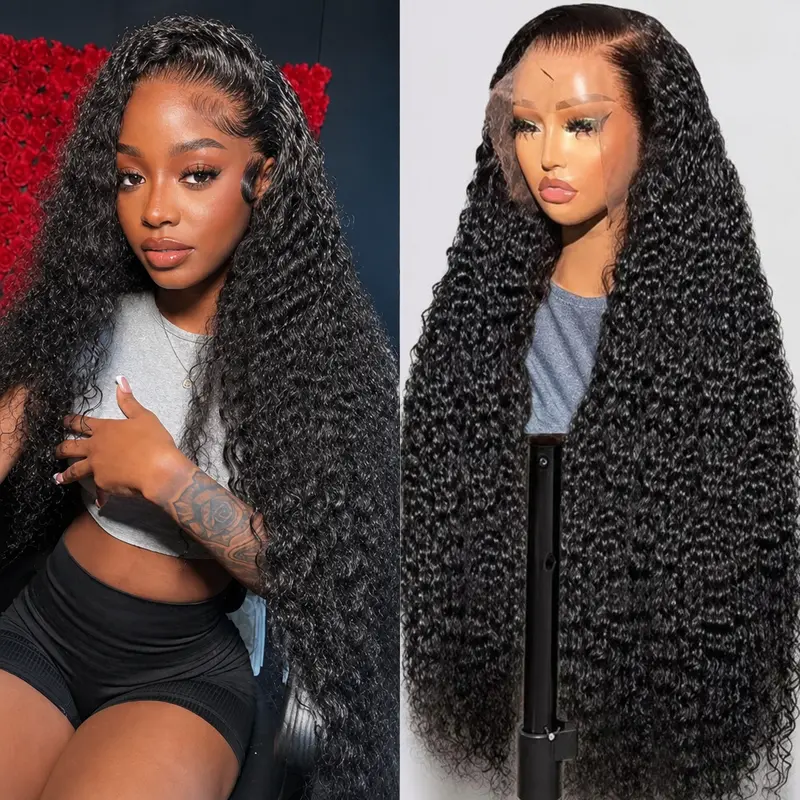 [32 In 138$]Idoli Deep Wave Lace Front Wigs Human Hair 13x6 HD Lace Front Wigs Natural Black 180% Density,sohochic