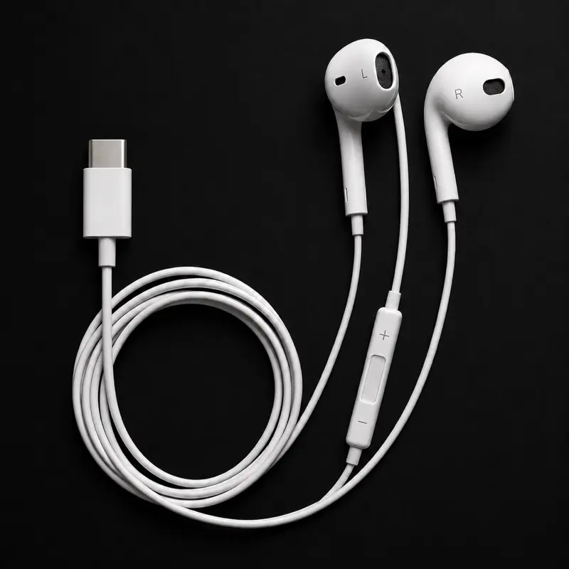 USB-C Wired In-Ear Headphones - Portable Audio Device with Stable Wired Connection for Workout Use