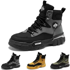 Men's Lace-up Hiking Boots, Casual Comfortable Hiking Shoes, Work Boots for Men Footwear Walking Shoes Comfort Leather Lace,Stylish Non-Slip Outdoor Sneakers, Men's Tactical Boots, Lightweight and Comfortable Boots