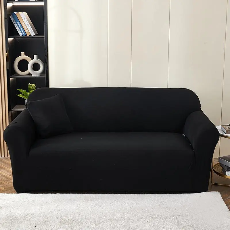 Solid-Color Removable Sofa Cover with Pillowcase, 1 Set Modern Dustproof Elastic Sofa Slipcover Set including 1 Sofa Cover and 1 Pillowcase (No Insert), Sofa Couch Covers for Home Decor