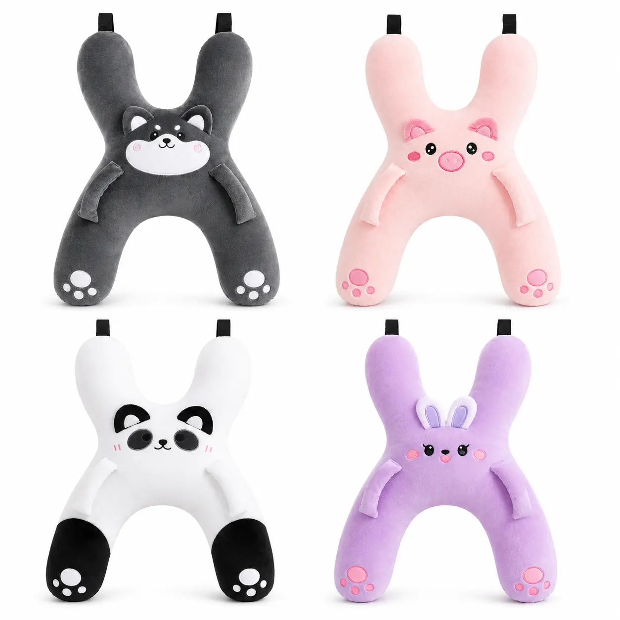 Unisex Kids Plush Neck Pillow - Furry Plush, Travel Size, Neck Support, Soft Pig Design, Seat Belt Safety Sleep Aid to Prevent Head Leaning Back for Long Distance Travel (Sports & Outdoor Leisure Equipment)