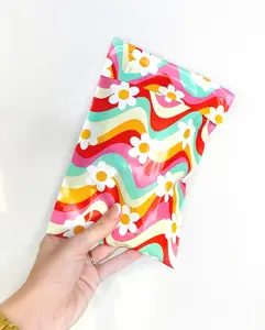 6x9" Rainbow Floral Poly Mailers - Cute Retro Shipping Poly Bags for Small Business - Small Packaging Bags