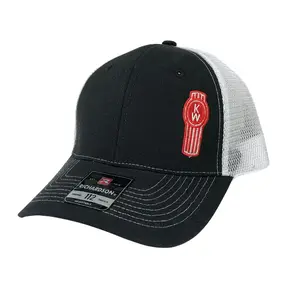 Kenworth KW Richardson 112 Trucker Hat - Black Front & White Mesh - High Quality & Breathable Snapback - Suitable For Men & Women, Casual, Semi Trucker Streetwear, Outdoor Players