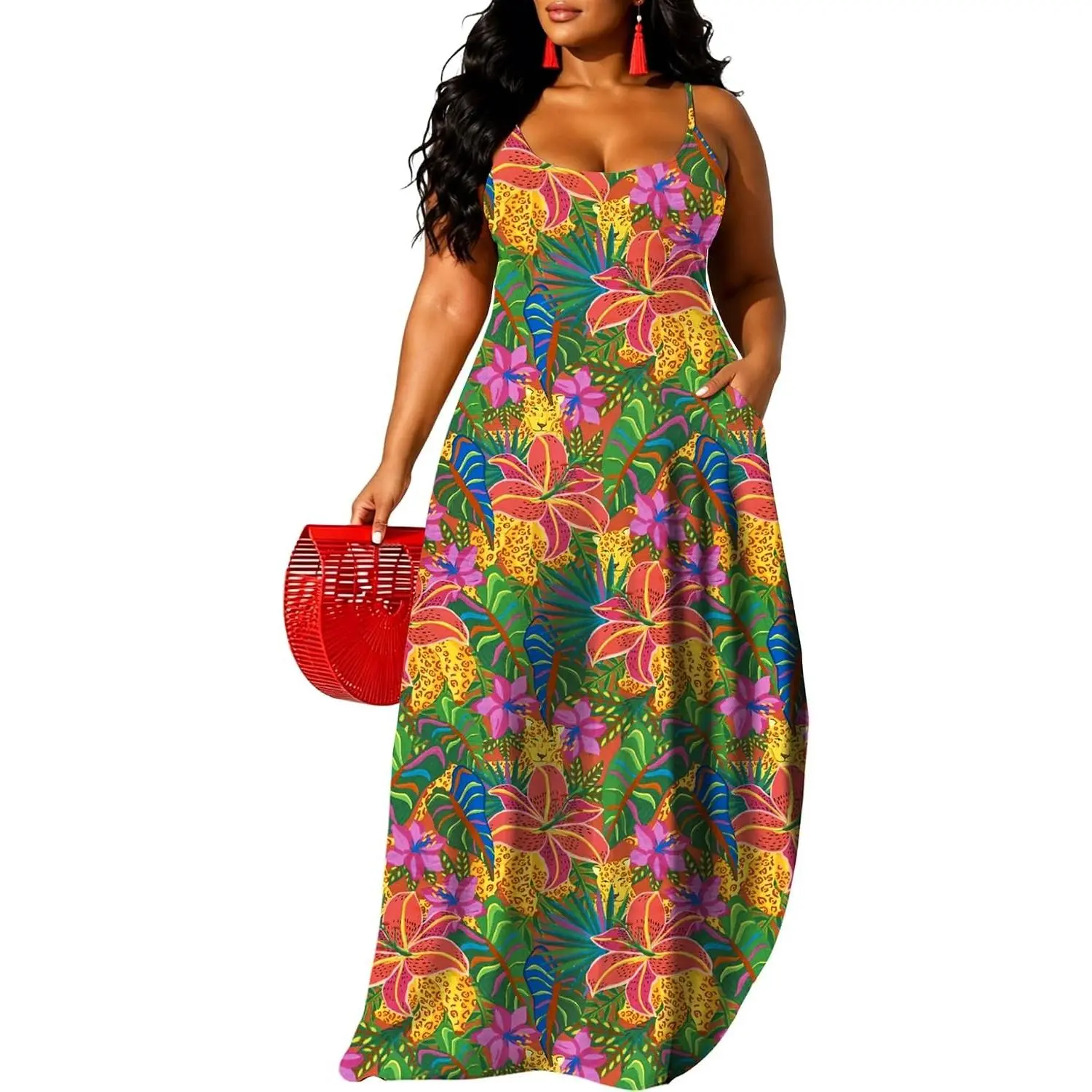 Hawaiian Dresses Women Plus Size Luau Party Sundress Summer Maxi Tropical Boho Beach Dress