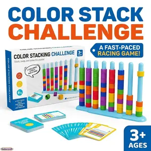 Color Stack Challenge Fast-Paced Racing Toy - Montessori Educational Color Sorting Puzzle for Kids Ages 3+, Family Game Night Activity