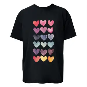Colorful Hearts Adult T-Shirt Short Sleeves Tee Unisex Women Men