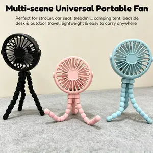 1pc portable flexible stroller fan with USB rechargeable battery -360 ° rotatable portable Octopus Clip on Fan suitable for babies, camping, treadmills, desks, outdoor and home use