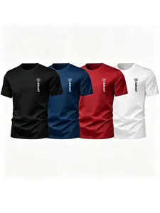 Summer Men's Letter Print Short Sleeve T-Shirt Top, Western Cowboy Style, Casual Loose-Fit, Multi-Color, Ideal for Outdoor Activities