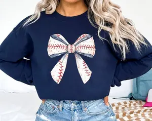 Baseball Bow Sweatshirt Sweater, Coquette Baseball Sweatshirt, Cute Baseball Sweatshirt