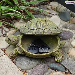 Modern Turtle-Shaped Resin Storage Box, Cute Animal Figurine Desktop Organizer, Decorative Ornament for Living Room, Aesthetic Decoration, Home Room Decorations