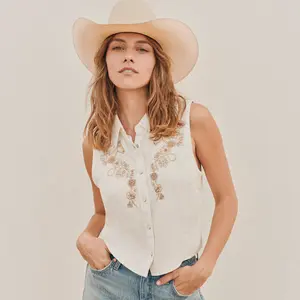 Embroidered Vest - White