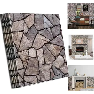 Self Adhesive Wall Panels,10 Pcs  Faux Brick Wall Panels -11.8"X11.8",PVC Tiles Backsplash DIY Brick Wallpaper Tile for Bedroom, Living Room, Kitchen, Fireplace