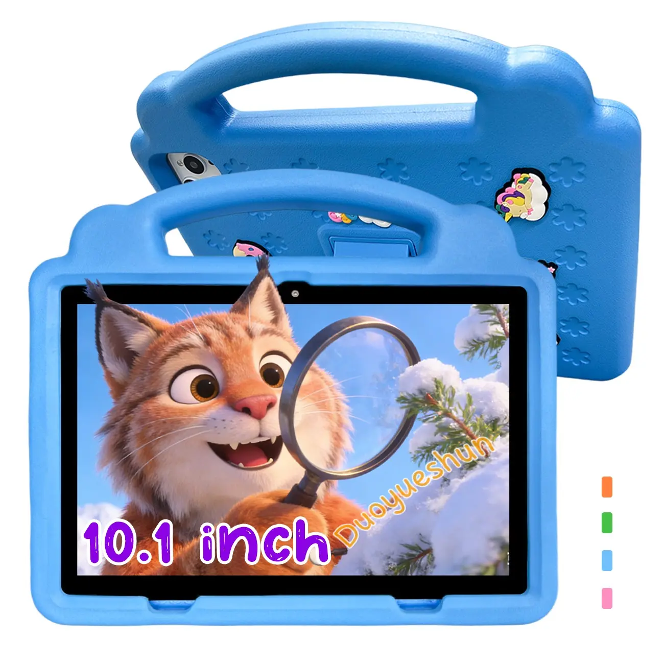 Latest 10.1 Inch Android Tablet, Learning Entertainment Tablet, for Learning and Gaming, Student Tablets, Wireless Tablet, Parental Control, HD Display, Dual Cameras, Shockproof Case, Christmas Birthday Gift, (No Adapter Included) | Blue/Pink