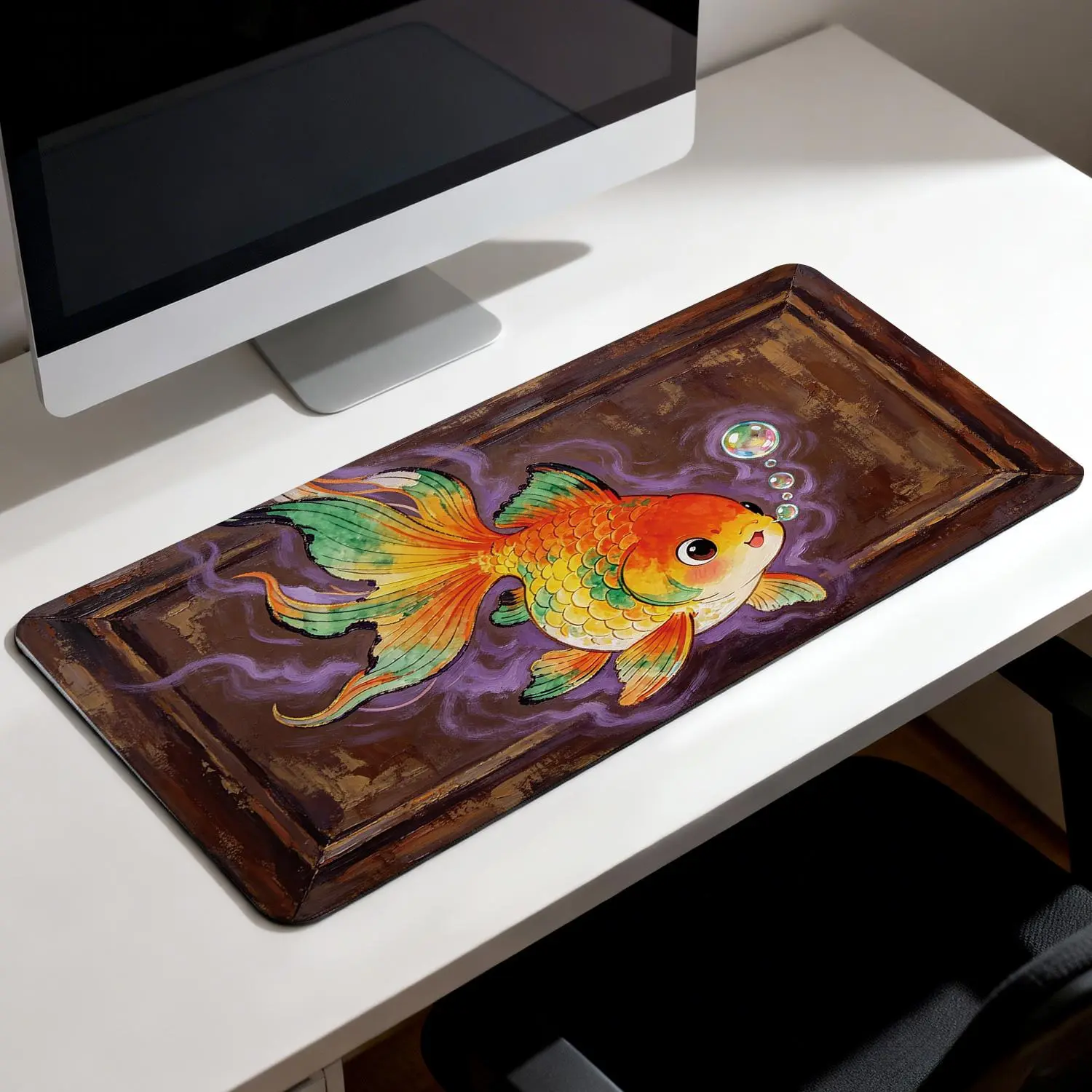 LIVEKEY Printed Banana Shape Gaming Mouse Pad, 40x80cm Extra Large Plastic Desk Mat for Gamers & Office, Non-Slip Rubber Base, Stitched Edges, Smooth Tracking, Durable PC Accessory