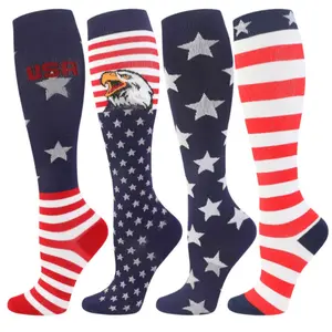 ISUNIE Compression Socks 4 Pairs Knee-High for Women & Men | Athletic & Daily Use | Running, Climbing, Hiking | All Seasons, Unisex, Supportive Socks