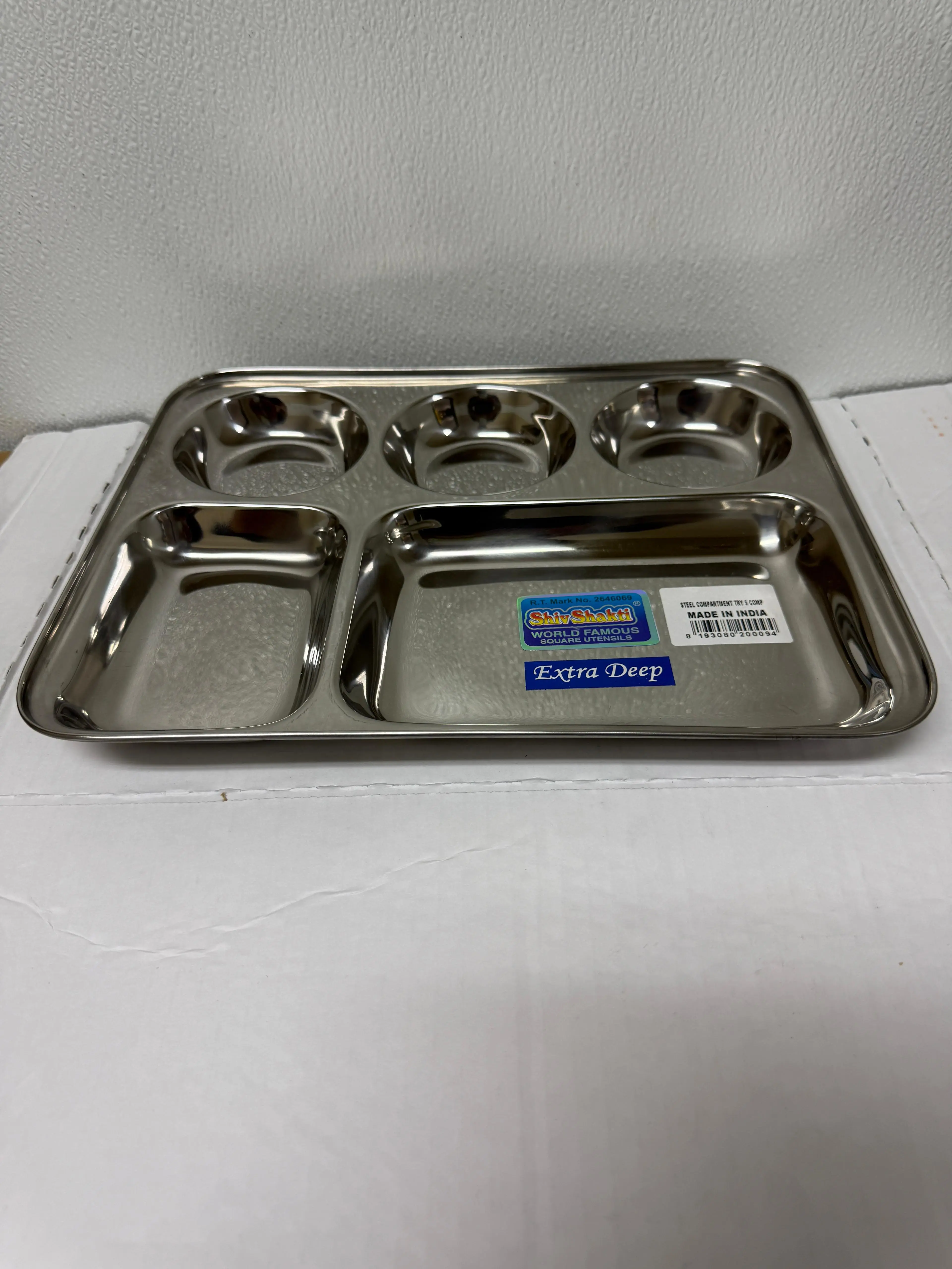 Stainless Steel 5 Compartment Dinner Plate (Thali)