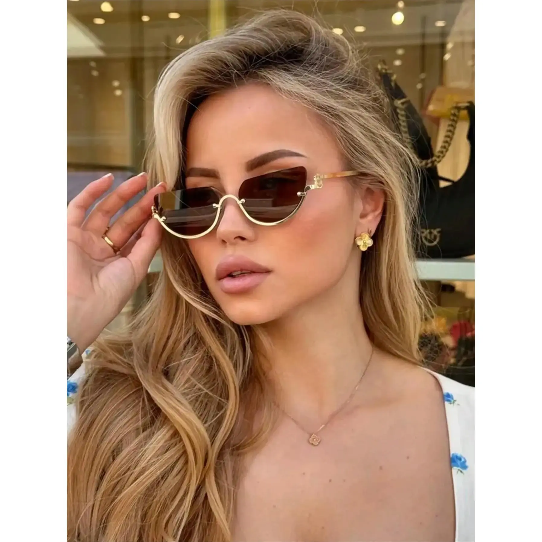 Vintage Round Men's Sunglasses, Unisex Streetwear Style in a Lightweight Plastic & Metal Half-Frame with UV400 Lenses for Versatile Use,camping essentials, Vintage Trendy Sunglasses, Sun Protective Eyewear