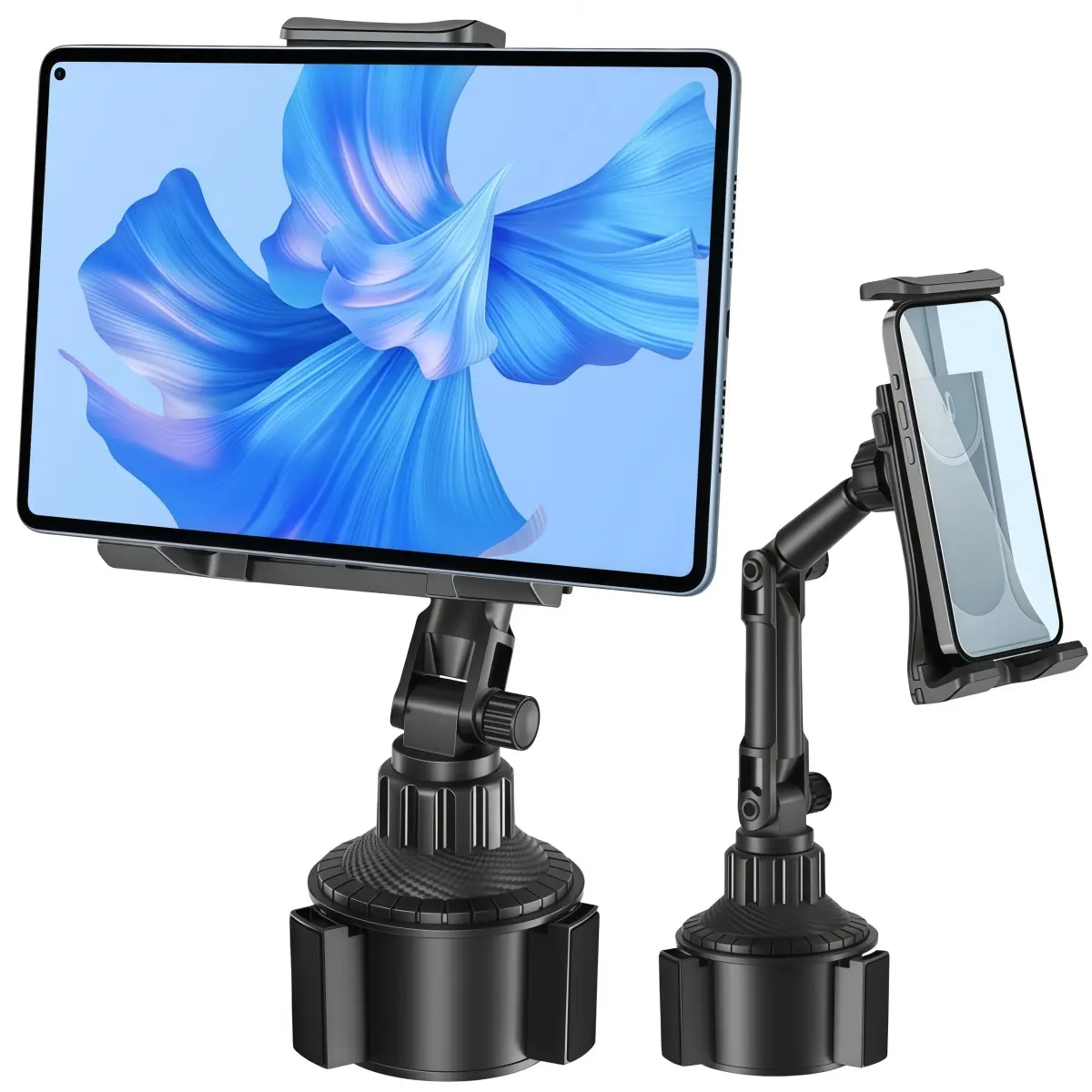 Adjustable Car Cup Phone Mount Holder, Universal Stand Cradle for iPhone, Samsung, iPad Mini/Air, 4.7-11.8" Tablets & Smartphones, Phone Holder For Car