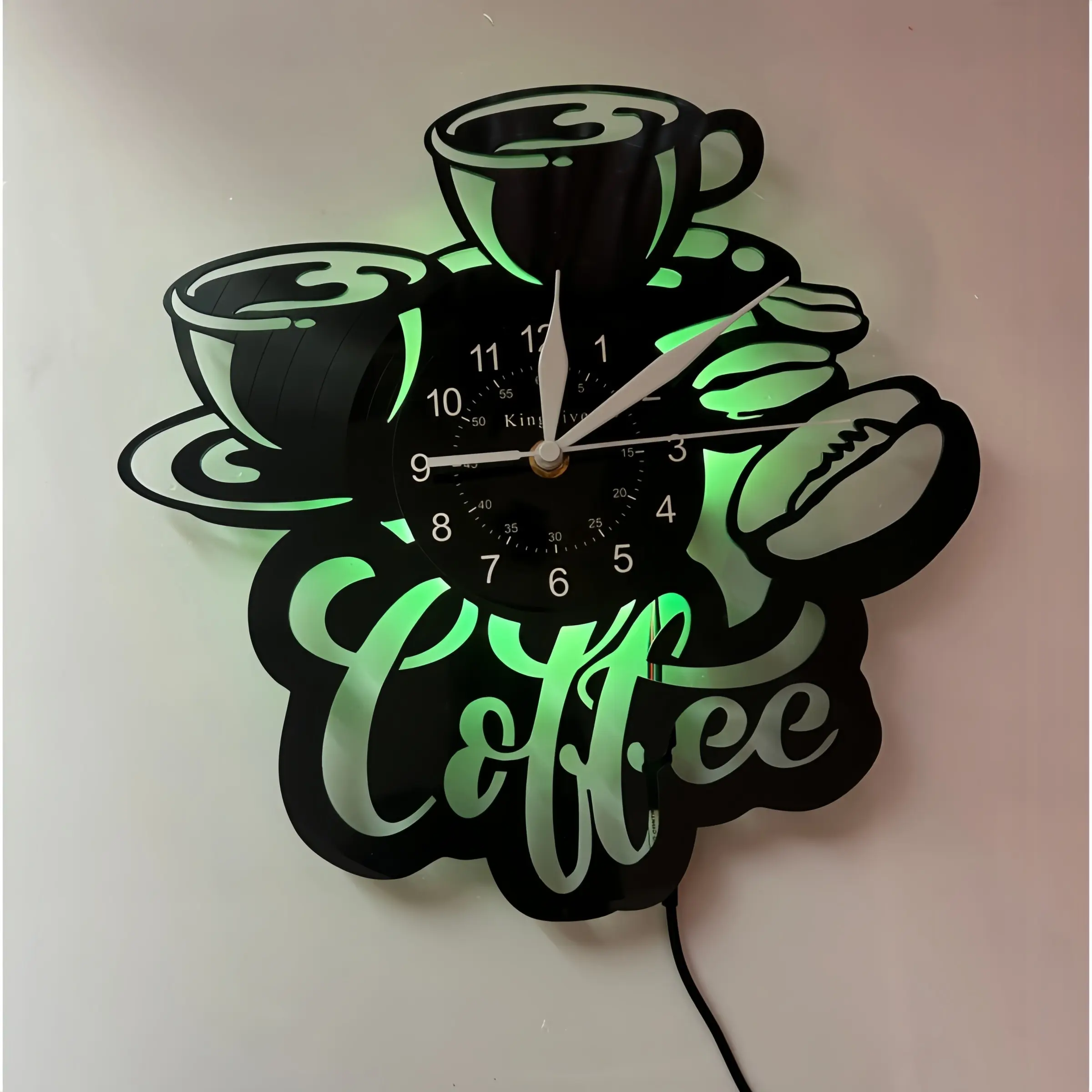 Coffee Cup Shape Vinyl Wall Clock, Perfect for Cafes, Bedrooms, Studios, Enhances Atmosphere, Great Gift Idea