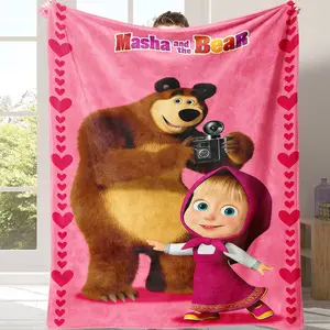 Sale! Masha And Bear flannel Blanket Suitable for use in offices, sofas, and travel settings, etc，A warm nap blanket，blanket for bed throw blanket for couch throw blanket Gifts suitable for fans and friends.