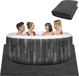 [Summervibes] 70x70 Inch Hot Tub Mat, Inflatable Hot Tub Pad Outdoor Indoor, Washable Above Ground Protector Pad, Slip-Proof Backing, Absorbent Spa Pool Ground Base Flooring Protector Mat (70x70inch)