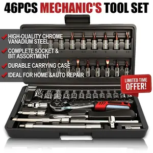 Heavy-Duty 50/46PCS Tool Set – Professional Auto Repair Kit for Cars, Ships & Motorcycles, Compact Portable Case for Easy Transport