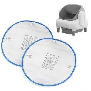 2-Pack Waterproof Litter Box Tray & Leak-Proof Pads, 14.96” x 11.81” Compatible with Self-Cleaning Litter Boxes, Durable Litter Box Enclosure Liner, White/Blue Durability Universal