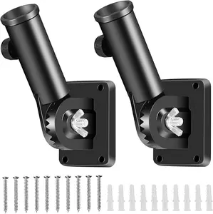 Aluminum Flag Pole Holder Brackets 1" Flag Pole Mounting Bracket with Hardwares for House Wall Porch 1" Inner Diameter 180° Adjustable Multi Positions