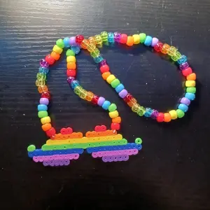 rainbow mustache necklace