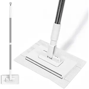 Snap-Grip Mini Mop with 39in Handle --  Zero- Gap Dust Cleaner & Locking , Disposable Lazy Mop Wet and Dry for Kitchen Bathroom Toilet Corners Window Wall Cleaning