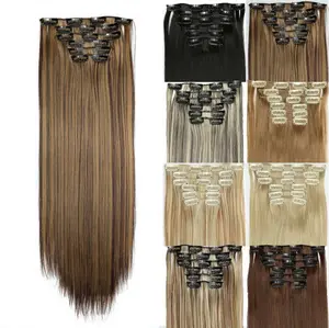 Mystique Hair 24 Inch Synthetic Clip-in Hair Extensions, 6 pcs for Instant Length, Volume, Natural looking, Lightweight and Easy to Use, Perfect for Everyday Wear or Special Events, for All Hair Types, 2026 Trendy Matching Natural Wig Pieces