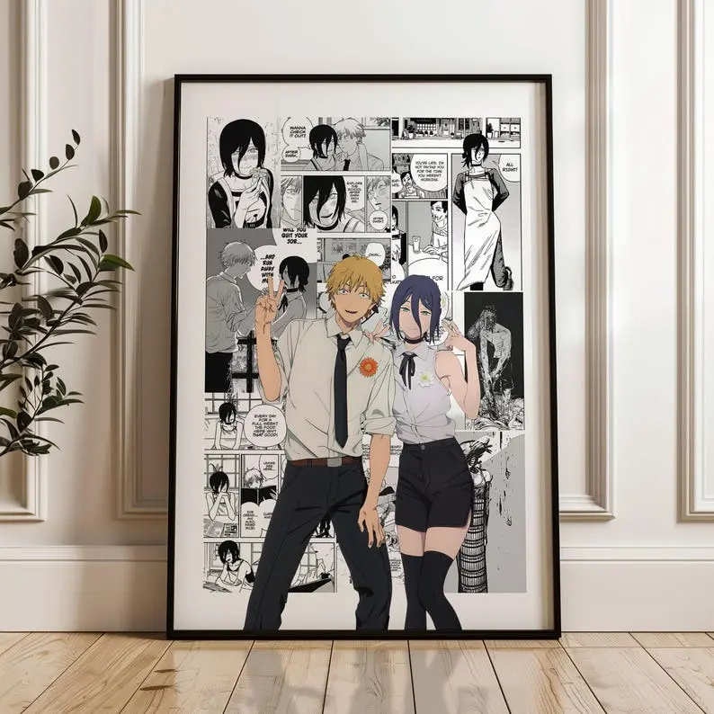 PRINTED POSTER Chainsaw Man Reze Arc, Denji Manga Panels Poster: Anime Print Unframed