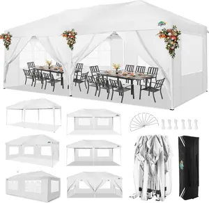 COBIZI 10x20 Pop up Canopy Tent with 6 Sidewalls, Waterproof Portable Outdoor Canopy for Parties, Wedding, Backyard