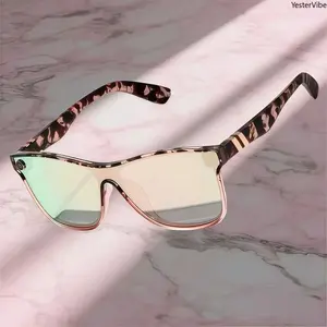 Women's Pink Square Sports Sunglasses - Lightweight Frame, Resin Flat-Top Gradient Lenses for Outdoor Sports