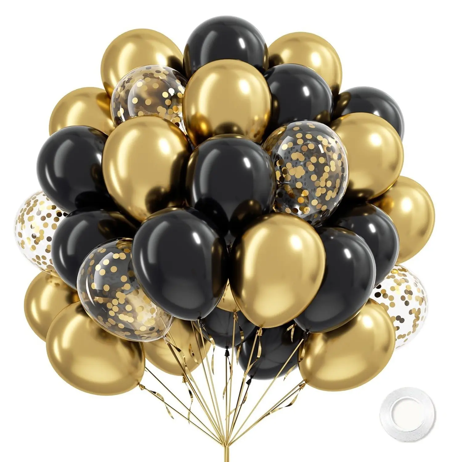 and Gold Balloons, 60pcs 12 Inch Metal Sequins Balloons, Perfect for Graduation, Anniversary, Birthday Party Decorations Balloon Set, Balloon Party Supplies