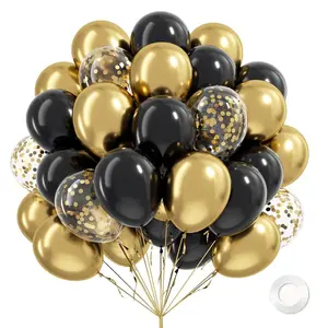 and Gold Balloons, 60pcs 12 Inch Metal Sequins Balloons, Perfect for Graduation, Anniversary, Birthday Party Decorations Balloon Set, Balloon Party Supplies