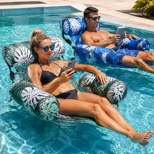 Pool Lake Beach Float 2-Pack, Inflatable Hammock Lounger with Backrest, Floating Pool Chair for Adults, Summer Outdoor Water Relaxation