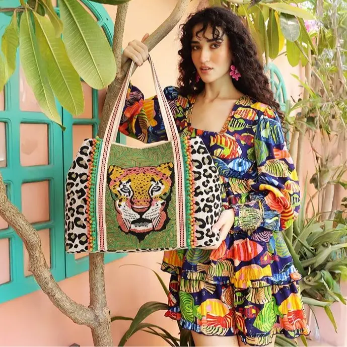 Forestry Leopard Embellished Women's Tote Beach Bag - TikTok Shop