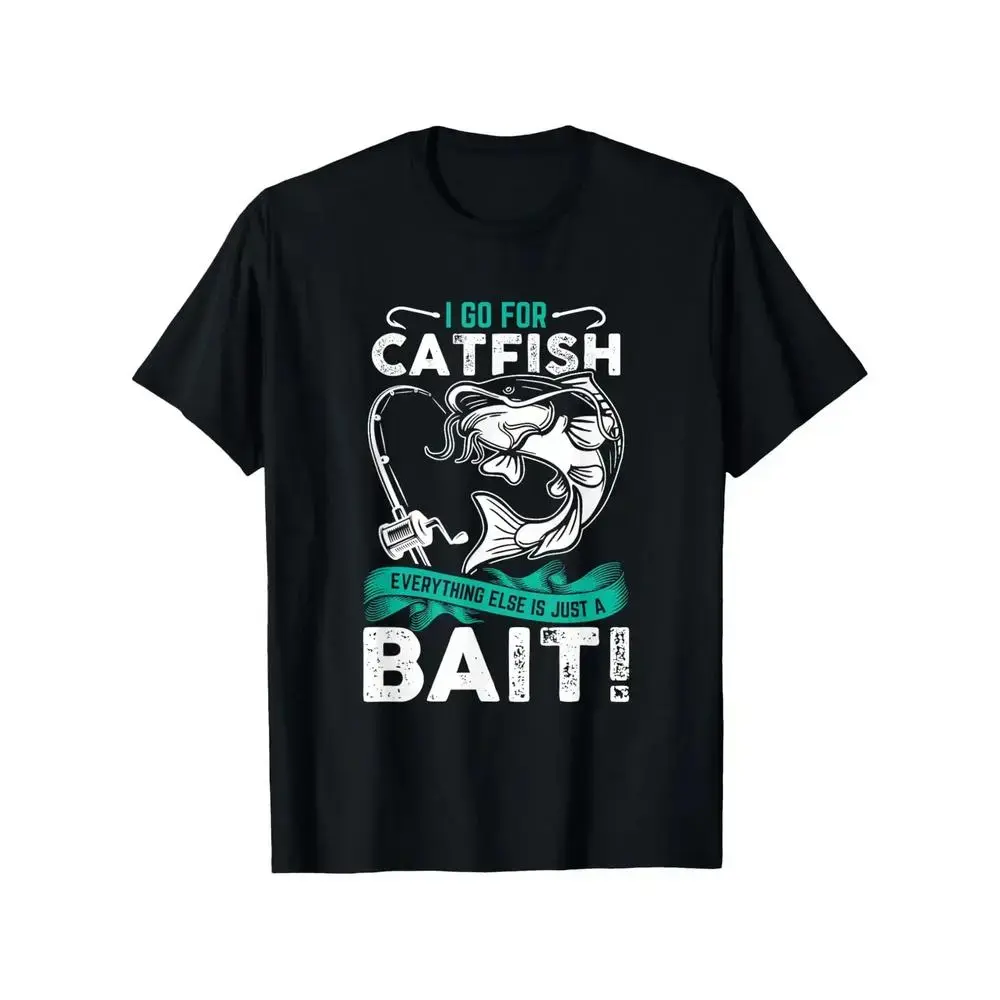 Funny Catfish Fishing Graphic T-Shirt for Men - Casual Short Sleeve Round Neck Cotton Top with Slogan, Streetwear, Shortsleeve, Menswear, Tshirt
